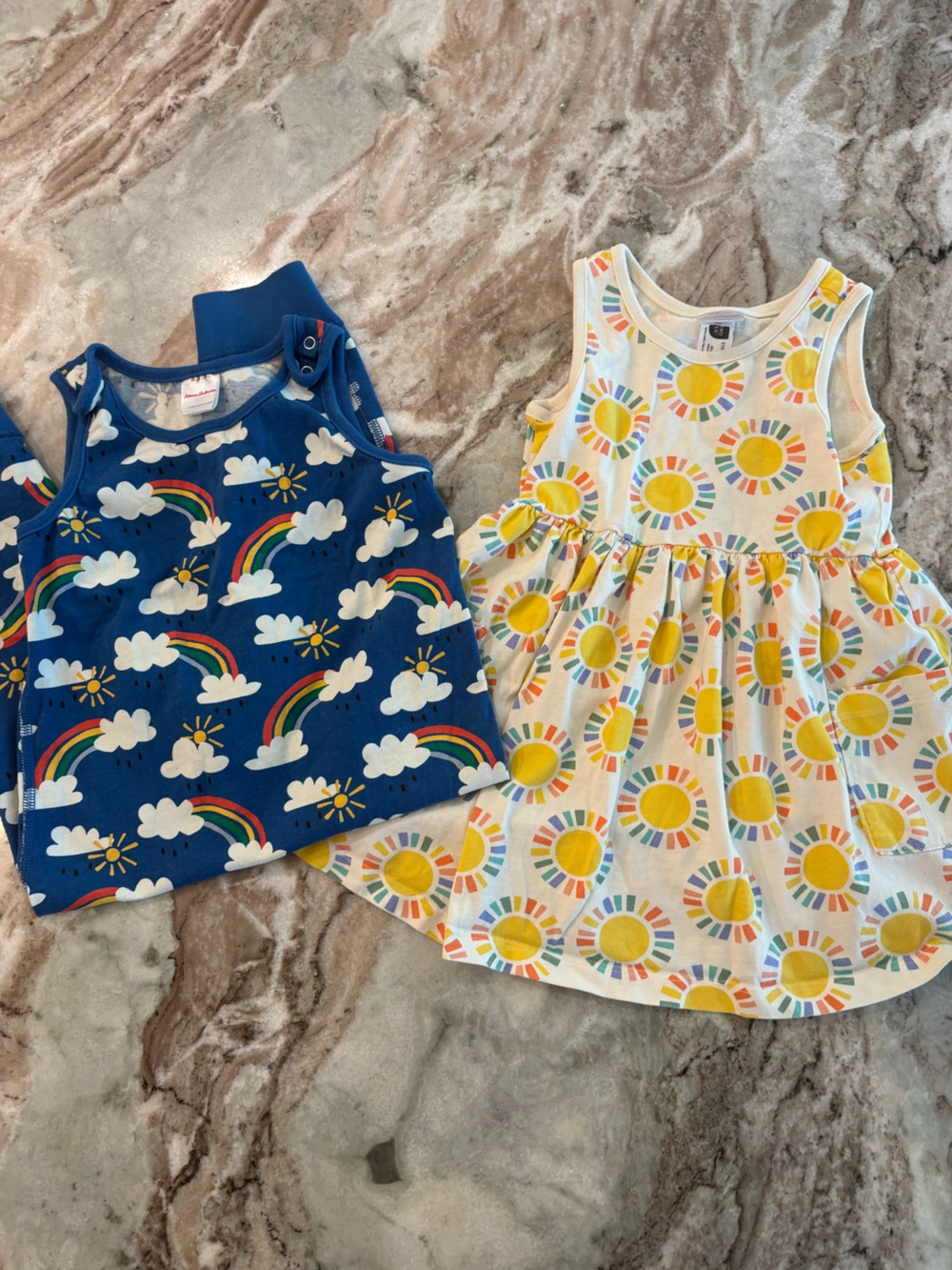 Hanna Anderson Cotton Rainbow Sun Print Dress Jumper Set Bundle Size 3T